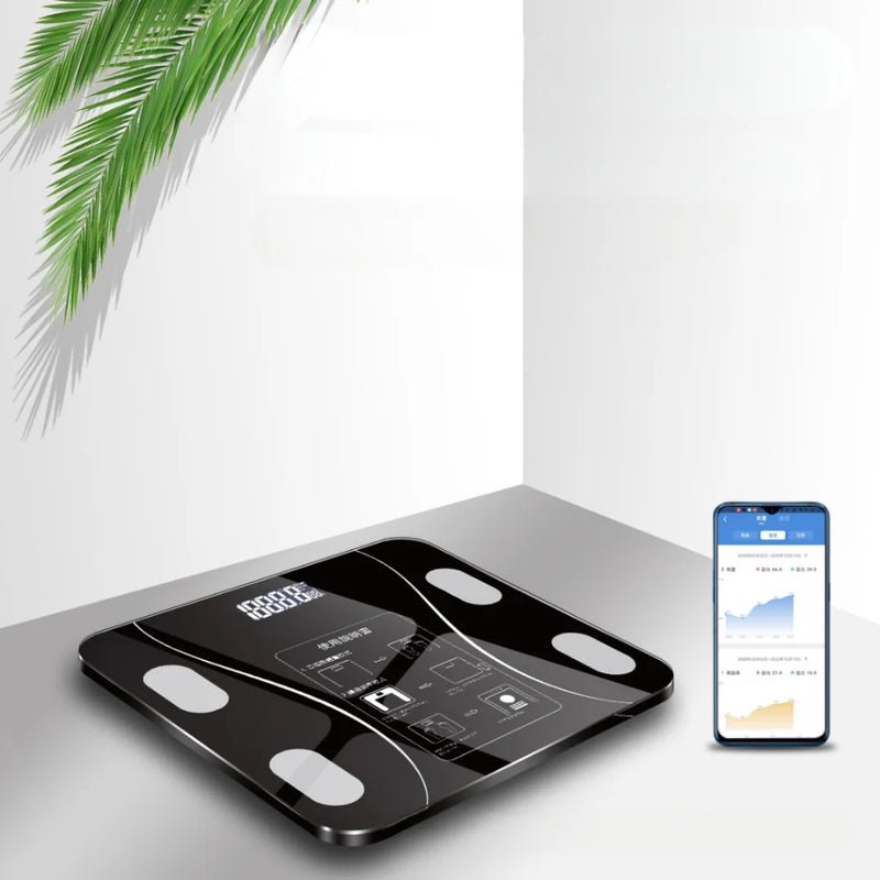 Balança Inteligente Bluetooth com Bioimpedância – Resultados no Celular e Suporte para até 180kg