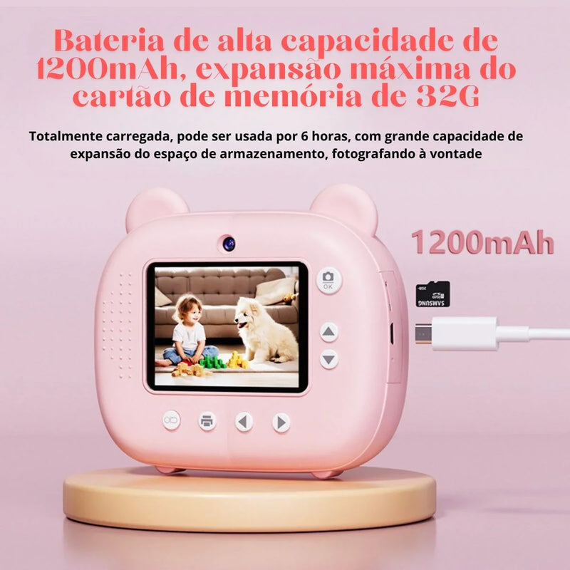 Câmera Polaroid Infantil - Criativa Kids - Impressão instantânea + Cartão de Memória de 32GB de Graça!