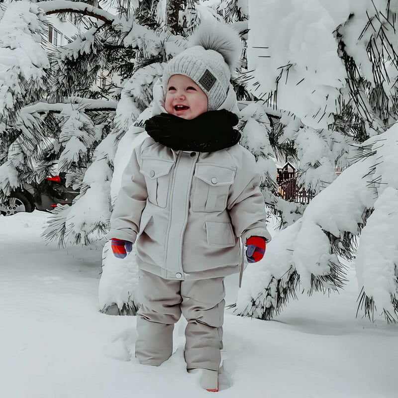 Conjunto de Casaco e Macacão Infantil para Inverno com Forro de Pelúcia - Diversas Cores