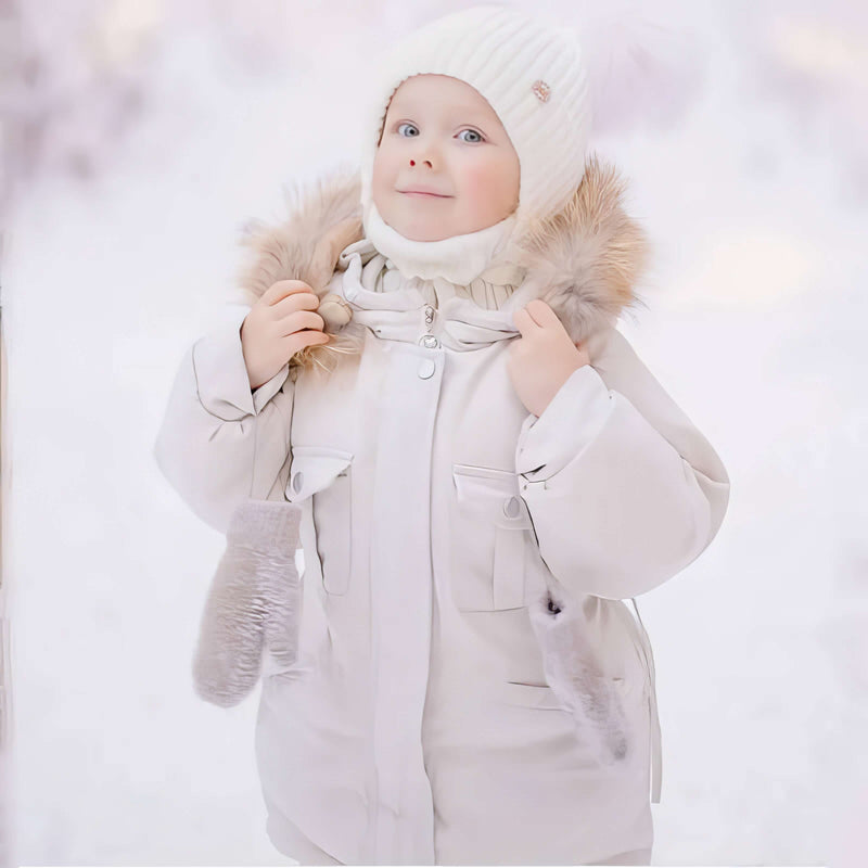 Conjunto de Casaco e Macacão Infantil para Inverno com Forro de Pelúcia - Diversas Cores