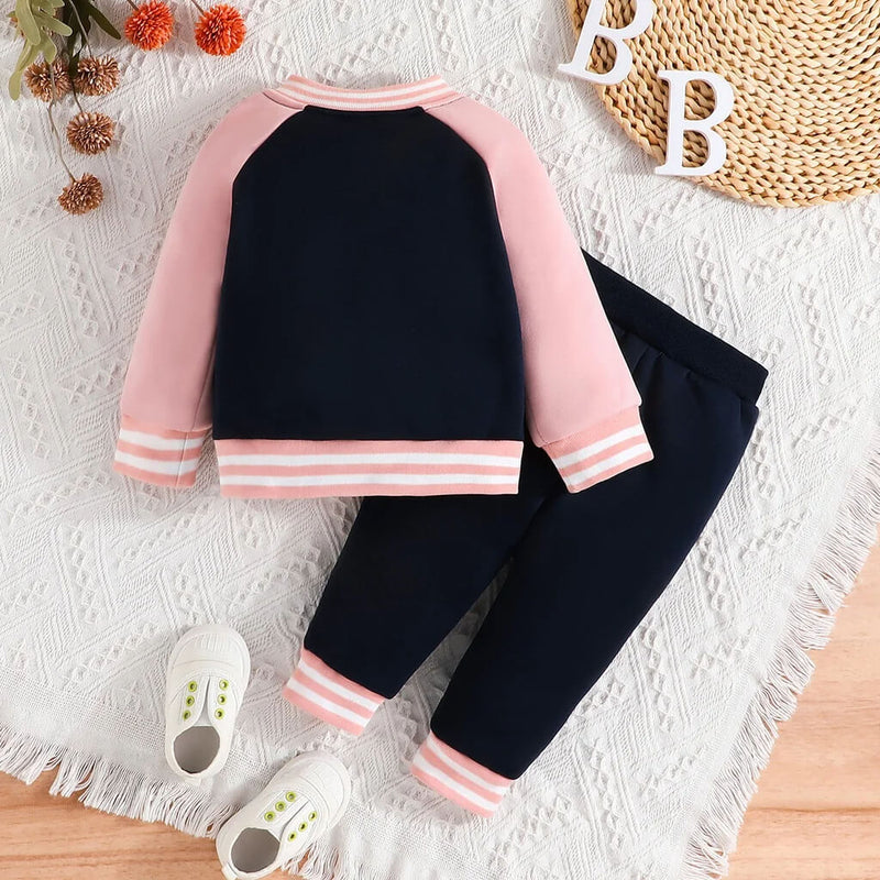 Conjunto Moletom Infantil Feminino - Baseball com Jaqueta e Calça