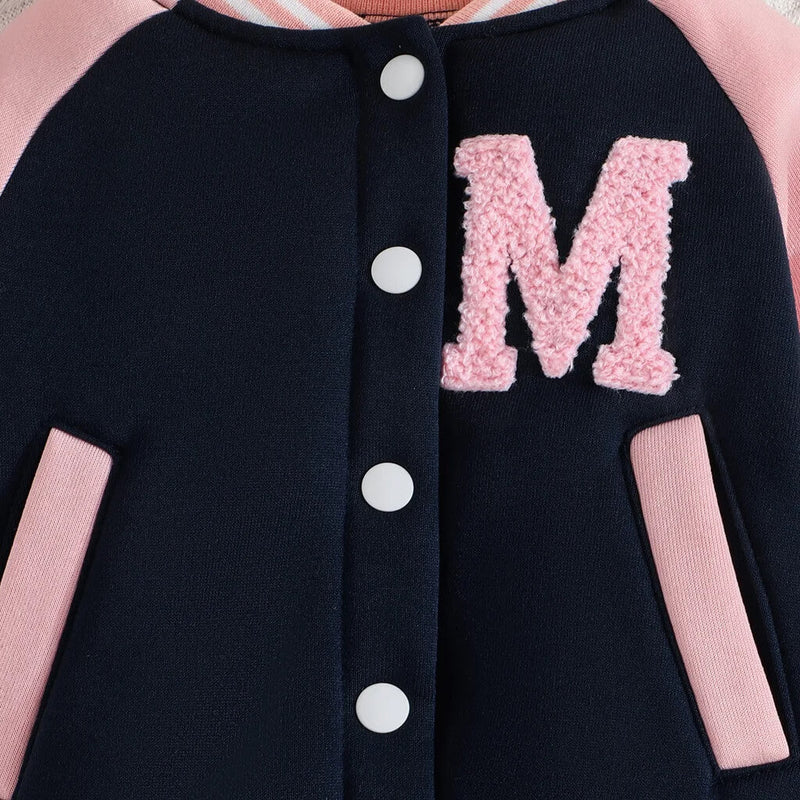 Conjunto Moletom Infantil Feminino - Baseball com Jaqueta e Calça