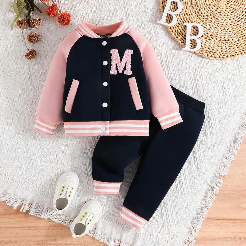Conjunto Moletom Infantil Feminino - Baseball com Jaqueta e Calça