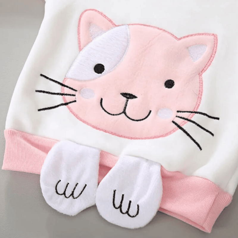 Conjunto Moletom Infantil Gatinho 3 Peças