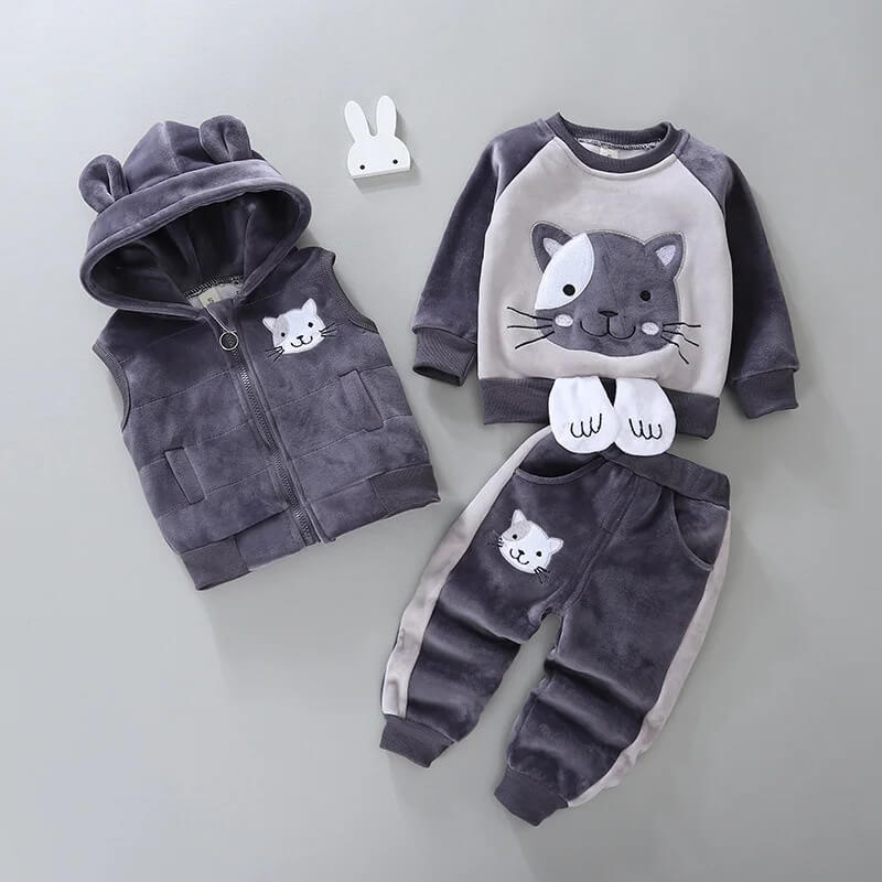 Conjunto Moletom Infantil Gatinho 3 Peças