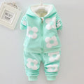 Conjunto Moletom Infantil  com Capuz e Estampa de Flores
