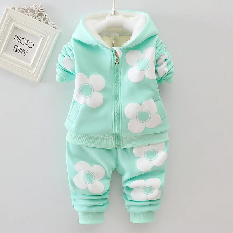 Conjunto Moletom Infantil  com Capuz e Estampa de Flores