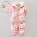 Conjunto Moletom Infantil  com Capuz e Estampa de Flores