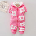 Conjunto Moletom Infantil  com Capuz e Estampa de Flores