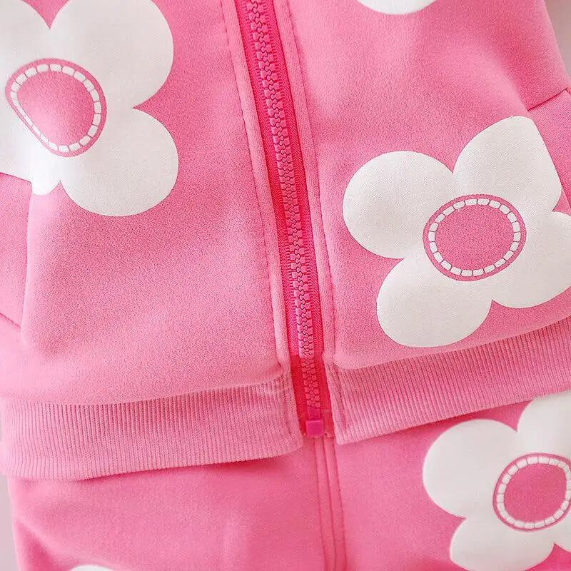 Conjunto Moletom Infantil  com Capuz e Estampa de Flores