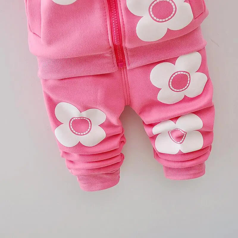 Conjunto Moletom Infantil  com Capuz e Estampa de Flores