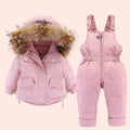 Conjunto de Casaco e Macacão Infantil para Inverno com Forro de Pelúcia - Diversas Cores