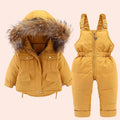 Conjunto de Casaco e Macacão Infantil para Inverno com Forro de Pelúcia - Diversas Cores