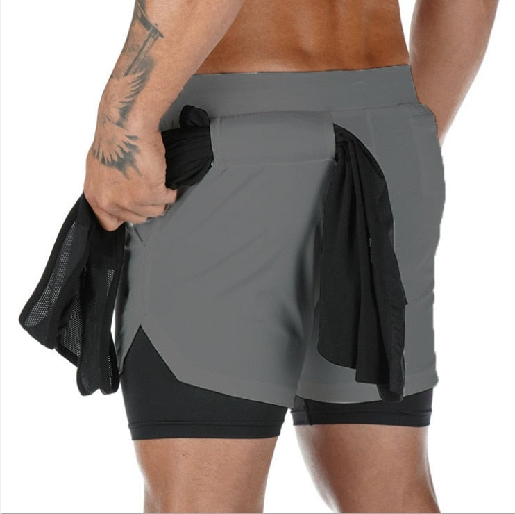 Short Masculino 2 em 1 Com Bolsos