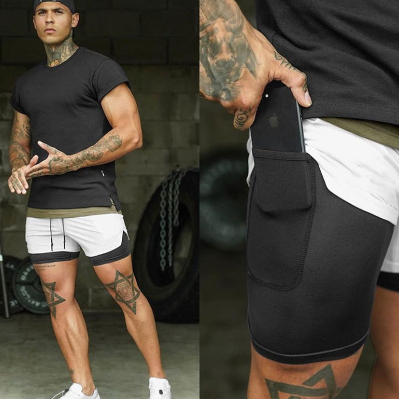 Short Masculino 2 em 1 Com Bolsos