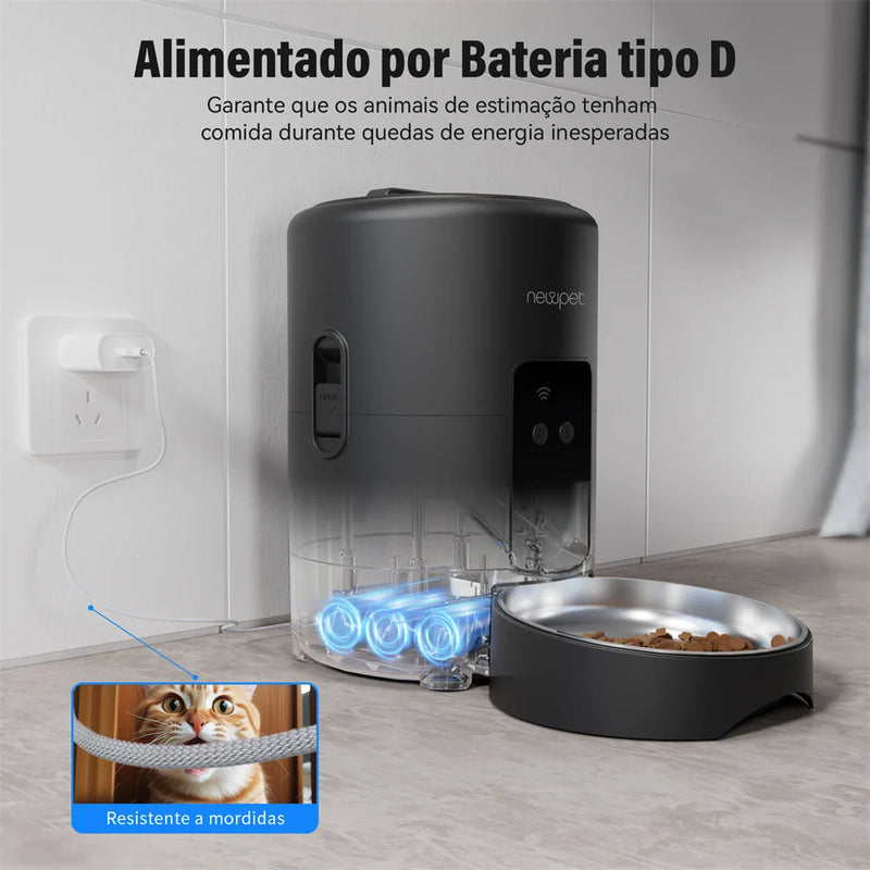Comedouro Para Cães e Gatos Automático Newpet 2L – Controle pelo Wi-Fi Com o Celular