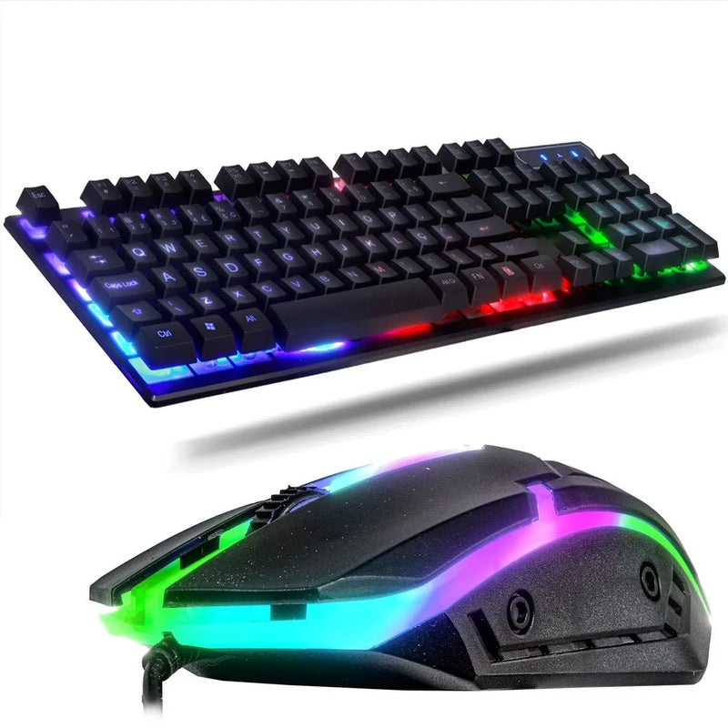 Kit Gamer Teclado + Mouse Com Luz de Led, Jogos Pc