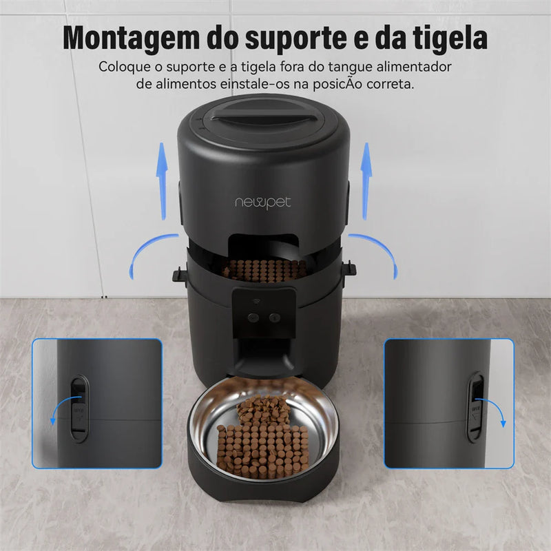 Comedouro Para Cães e Gatos Automático Newpet 2L – Controle pelo Wi-Fi Com o Celular