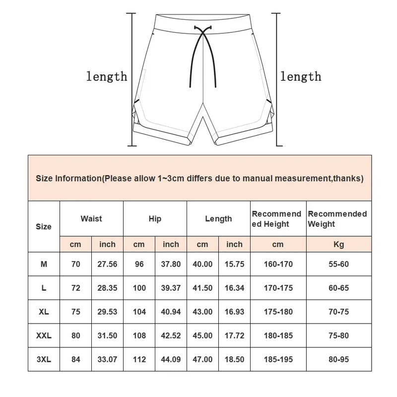 Shorts para atividade física masculina 2 em 1