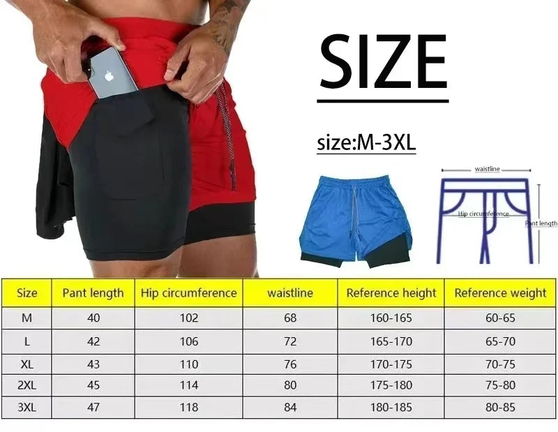 Shorts para atividade física masculina 2 em 1