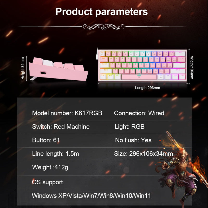 Teclado Mecânico REDRAGON K617 Fizz