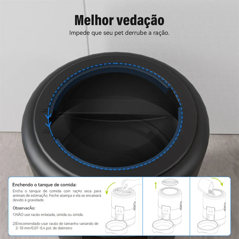 Comedouro Para Cães e Gatos Automático Newpet 2L – Controle pelo Wi-Fi Com o Celular