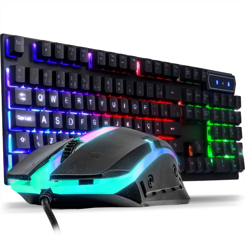 Kit Gamer Teclado + Mouse Com Luz de Led, Jogos Pc