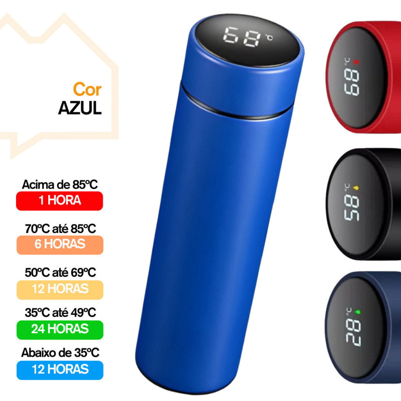 Garrafa Térmica Led com Termômetro 500ml-Azul