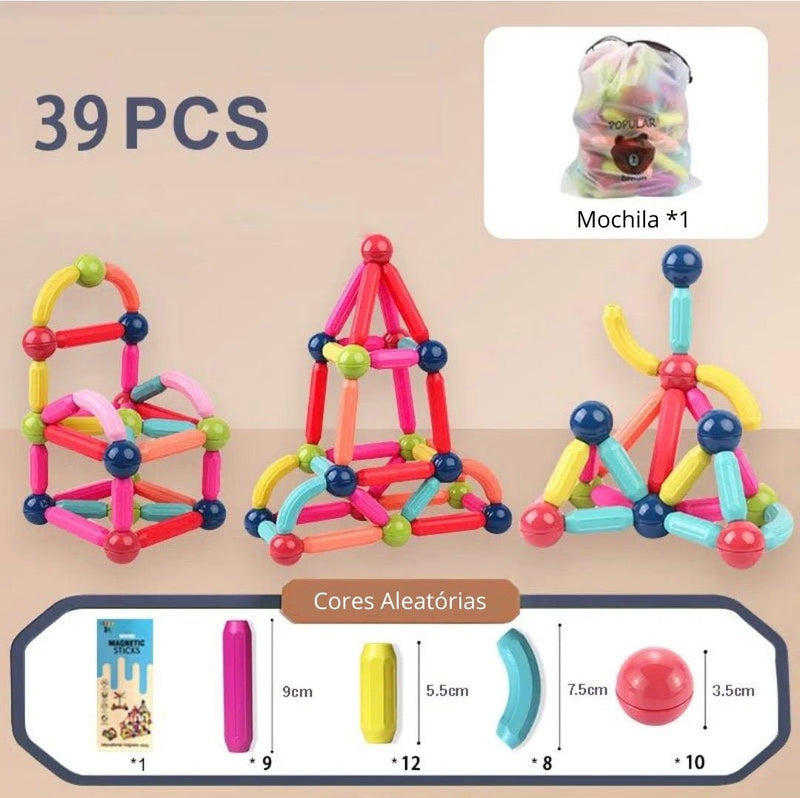 Criativa Magnético - Conjunto de Bolas e Hastes Magnéticas - Criativa Kids - CriativaKids
