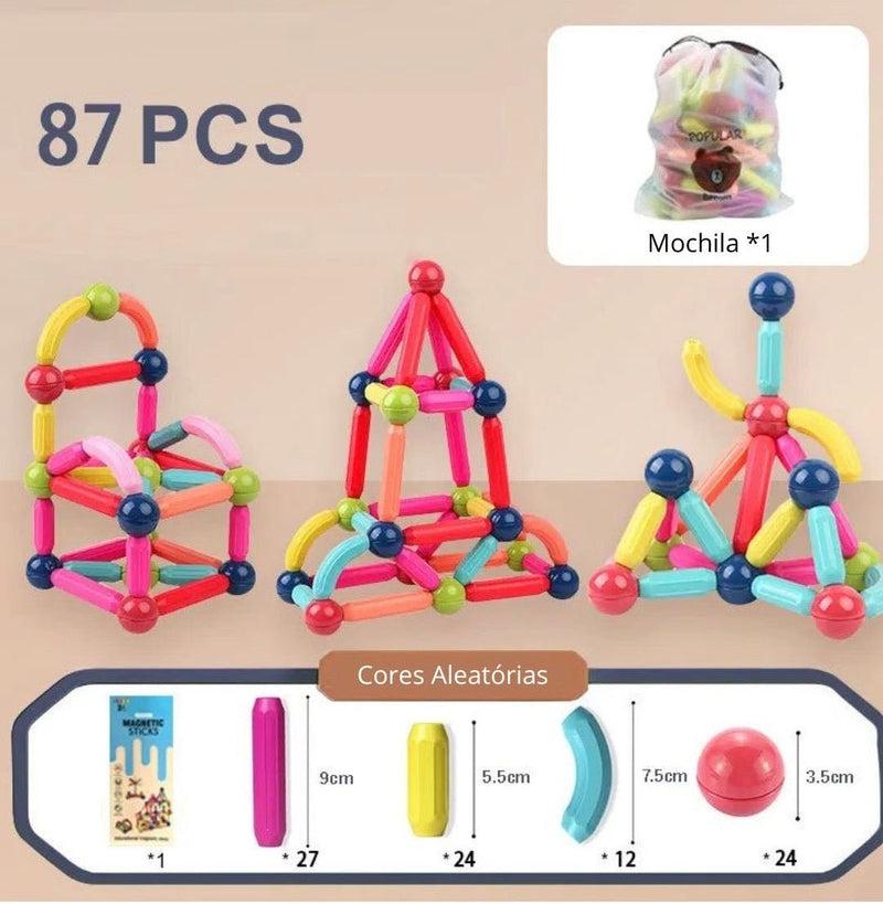 Criativa Magnético - Conjunto de Bolas e Hastes Magnéticas - Criativa Kids - CriativaKids