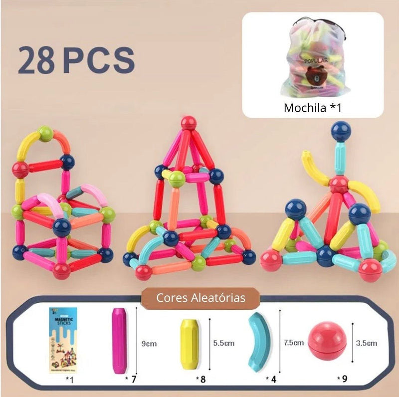 Criativa Magnético - Conjunto de Bolas e Hastes Magnéticas - Criativa Kids - CriativaKids