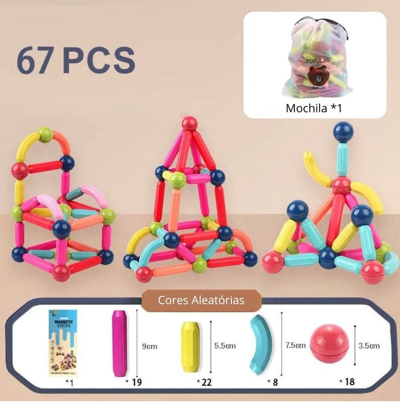 Criativa Magnético - Conjunto de Bolas e Hastes Magnéticas - Criativa Kids - CriativaKids