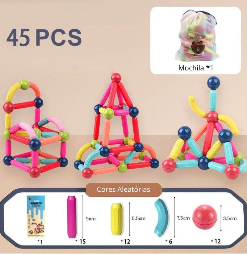 Criativa Magnético - Conjunto de Bolas e Hastes Magnéticas - Criativa Kids - CriativaKids