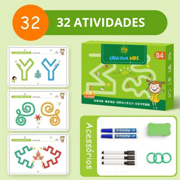 CriativaBook - Caderno Mágico Infantil + Canetas de Brinde - CriativaKids