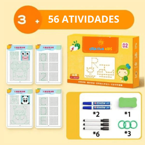 CriativaBook - Caderno Mágico Infantil + Canetas de Brinde - CriativaKids